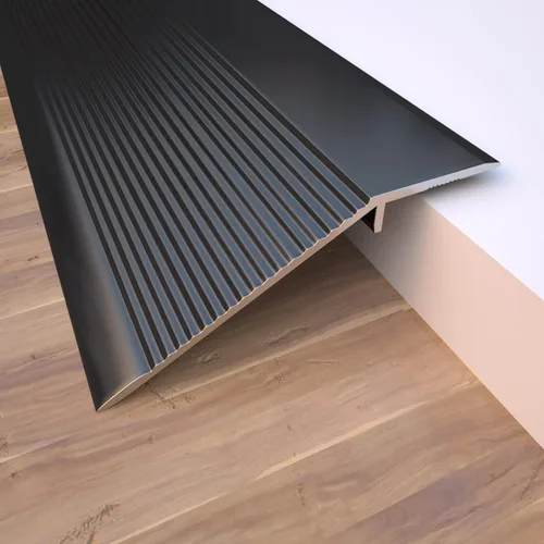 Miniatura 7 de Tira de umbral de transición de piso de aluminio, reductor de puerta/alfombra/azulejo/umbral, moldura de borde de entrada para alfombra de piso Negro
