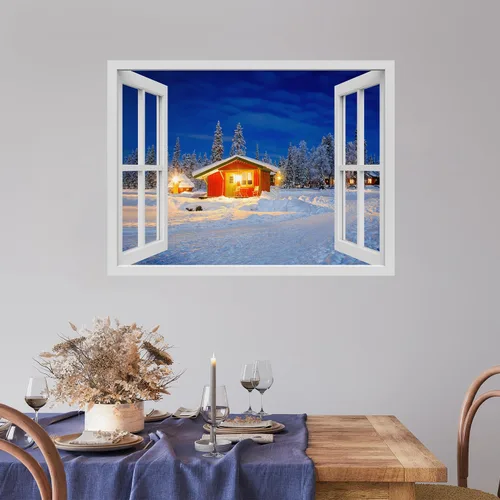 Miniatura 12 de wall26 Adhesivo de Pared Papá Noel Llevando Regalos Ventana Abierta Mural, No Se Despega y No Se Pega, Papel Tapiz No Tejido Decorativo