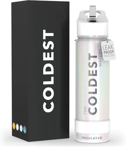 Miniatura 17 de Coldest - Botella para agua con tapa que incluye pajilla, térmica y metálica (acero inoxidable), para hombres y mujeres, color morado