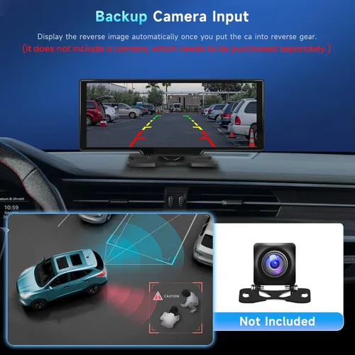 Miniatura 3 de Podofo Receptor de Radio Estéreo de Coche Portátil de 10.26" con Pantalla Táctil, Carplay Inalámbrico, Android Auto, Navegación, Control de Voz