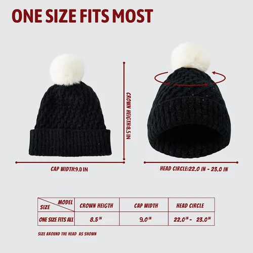 Miniatura 5 de zowya Gorro de punto suave cálido para mujeres y hombres, sombrero de invierno de doble cara