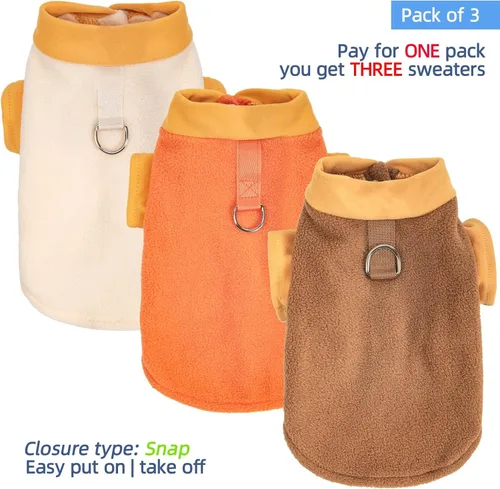 Miniatura 2 de FabriCastle Suéteres pequeños para perros, paquete de 3 prendas para perros y gatos, chaquetas suaves y cálidas para perros XXS XS S y S, disfraces