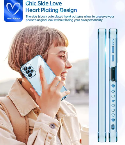 Miniatura 4 de LeYi Funda para A23 5G con protector de pantalla [2 piezas] + protección completa de la cámara, diseño de corazón chapado en corazón, bonita funda