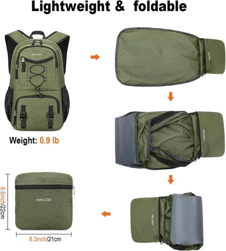 Miniatura 4 de Nerlion - Mochila ligera plegable de 35L para senderismo, mochila de viaje para hombres y mujeres, impermeable, para acampar al aire libre, mochila