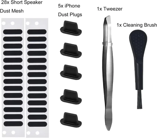 Miniatura 7 de Protector de cubierta de altavoz para iPhone, calcomanías adhesivas de malla a prueba de polvo, 5 tapones antipolvo para iPhone 14/14 Pro Max