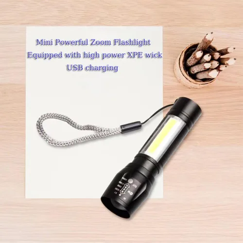 Miniatura 7 de CLEZGO - Linternas recargables de alto lumens LED, mini linterna recargable USB para el hogar, 3 modos de enfoque ajustable, linterna portátil