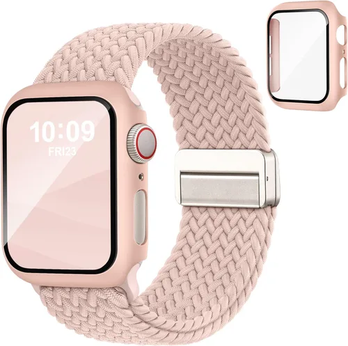Miniatura 10 de Acextro Correa trenzada magnética y estuche compatible con Apple Watch Bands para mujeres y hombres 40mm 44mm 41mm 45mm 42mm 46mm, cubierta