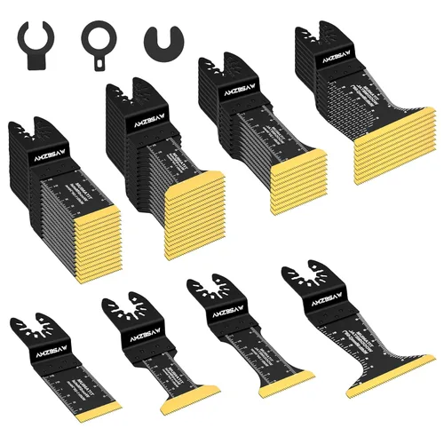 Miniatura 10 de AMZBSAW 22 Piezas Cuchillas Oscilantes de Titanio para Multiherramienta para Corte de Metal, Hojas de Sierra Universales para Metal, Clavos