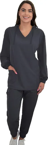Miniatura 9 de Green Town Ropa quirúrgica para mujer – Sudadera con capucha, 4 bolsillos, ligera, tela elástica, fácil cuidado