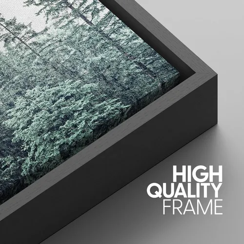 Miniatura 5 de SIGNWIN - 3 cuadros en lienzo enmarcados, modernos, elegantes, de textura de grano, pinos de montaña con niebla y naturaleza silvestre para sala