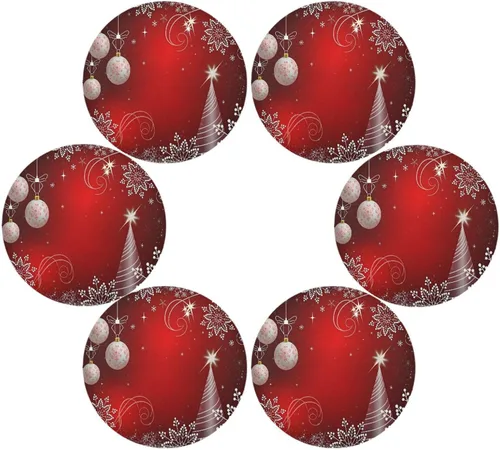 Miniatura 3 de ALAZA Manteles individuales redondos de Navidad rojos brillantes para mesa de comedor, 1 unidad, manteles individuales para decoración de mesa