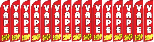 OnPoint Wares Vape Shop - Letrero de bandera King con poste híbrido completo, paquete de 2, 3 pies x 11.5 pies, banderas de tienda de vapeo de alta
