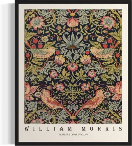Miniatura 9 de Póster con impresión artística de gato negro, estilo William Morris, floral retro de mediados de siglo, botánico, victoriano, Academia oscura