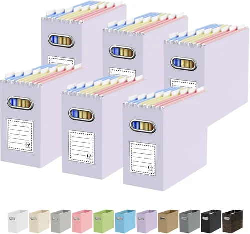 Miniatura 39 de Oterri Caja organizadora de archivos de cartón para colgar carpetas de archivos, tamaño carta, caja de archivos para escritorio de computadora