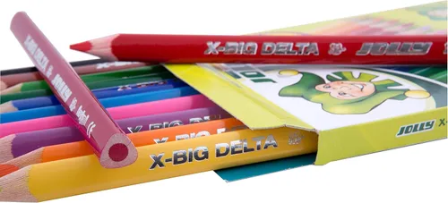 Miniatura 3 de Jolly Lápices de colores triangulares X-Big Jumbo Delta; juego de 12, perfectos para necesidades especiales, terapia de arte, preescolar