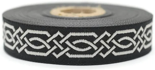 Miniatura 17 de Carrete de 10.9 yardas 0.79 pulgadas de ancho azul celta Claddagh bordado Jacquard Ribbon 20272