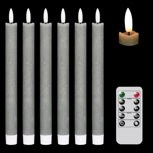 Miniatura 9 de GenSwin Velas cónicas blancas sin llama parpadeantes con control remoto de 10 teclas, funciona con pilas, velas LED cálidas con mecha 3D