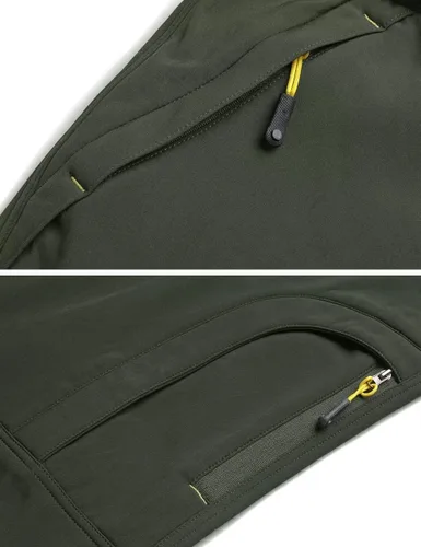 Miniatura 7 de MAGCOMSEN Pantalones de invierno para hombre, 5 bolsillos con cremallera, pantalones de esquí para nieve, con forro polar, resistentes al agua