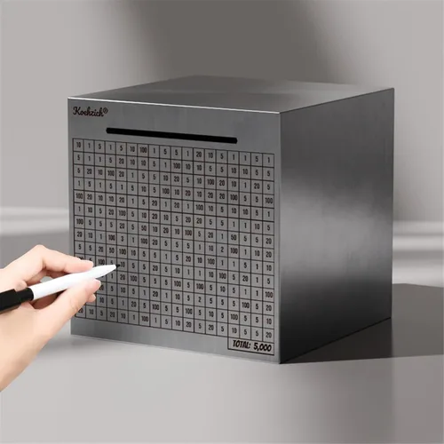 Miniatura 9 de Alcancía de Bóveda de Efectivo Caja de Ahorro de Metal de Acero Inoxidable para Adultos con Contador de 10000 Dólares Seguro para Niños Gran Caja