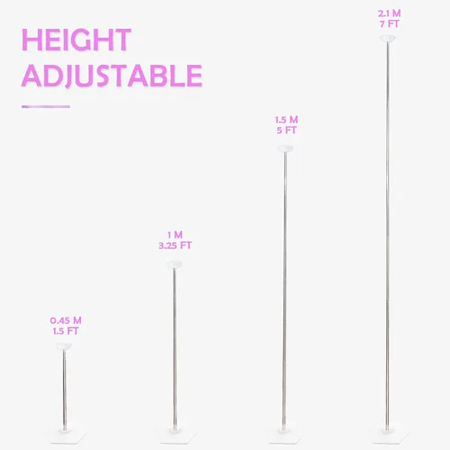 Miniatura 3 de TEKXYZ Juego de 2 soportes telescópicos para globos, soporte de columna de globos de metal ajustable de 1.5 a 7 pies para decoraciones de fiestas