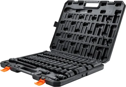 Miniatura 9 de Vevor - Juego de 1/2 pulgada de llaves de impacto de 65 piezas SAE 3/8" a 1-1/4" y métrico 10-24mm, de 6 puntas, acero de aleación Cr-V