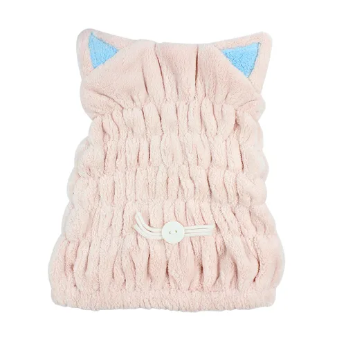 Toalla de baño de microfibra Sombrero de toalla de secado rápido Sombrero de toalla Lindo herramienta de baño Super suave absorbente pelo seco Rosado