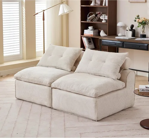 Miniatura 6 de Sofá sin huesos, sofá de burbujas de gran tamaño, acogedor sofá cama de felpilla para sala, diseño modular de bricolaje, sin reposabrazos, espuma