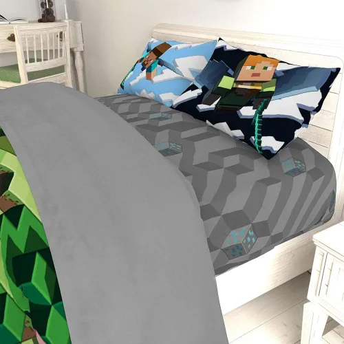 Miniatura 8 de Jay Franco Minecraft Daytime - Juego de ropa de cama completa de 7 piezas - Incluye edredón y juego de sábanas - La ropa de cama presenta a Alex