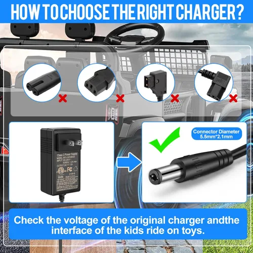 Miniatura 3 de EGK Cargador de 24 V para auto de juguetes con cable de 6.6 pies, adaptador de alimentación para Wrangler SUV Kid Trax Dynacraft Toy Car JeepATV
