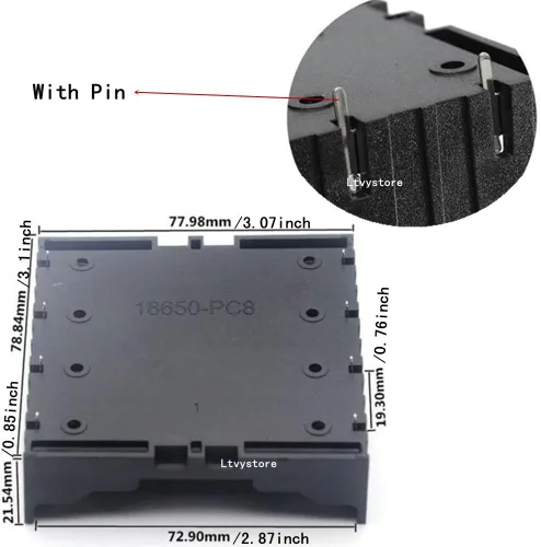 Miniatura 3 de Soporte para batería 18650, 8 piezas 4 ranuras x 3.7V caja de almacenamiento de batería DIY, en paralelo caja de baterías de plástico negro con pin