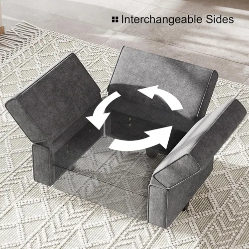 Miniatura 7 de Belffin Sofá seccional modular de tela, apoyabrazos, respaldo, módulo, parte seccional lateral, reposabrazos/respaldo (juego de 2), gris oscuro