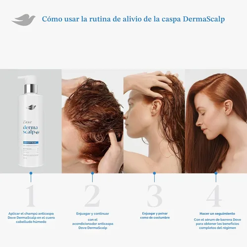 Miniatura 6 de Dove Derma Scalp - Champú para aliviar la caspa, 1 unidad con ácido salicílico, sulfatos y niacinamida para eliminar escamas y aumentar