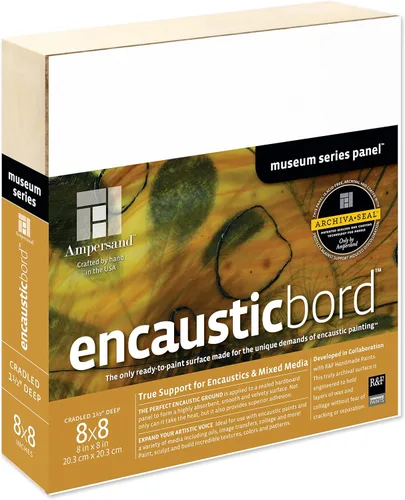 Ampersand Art Supply Museum Series Encausticbord | 8 x 8 pulgadas | Perfil acunado de 1-1/2 pulgadas | Pintura encáustica y panel de artista de Cuna