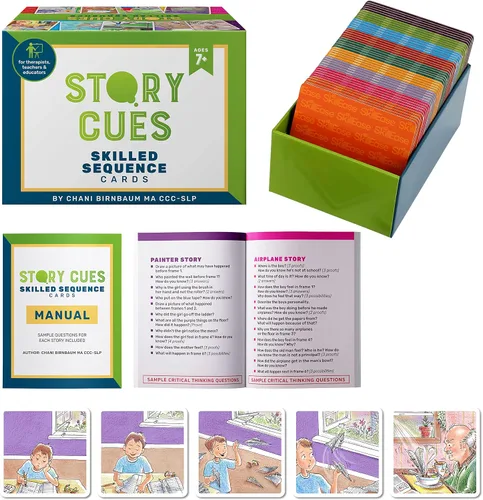 Miniatura 2 de SkillEase Story Cues and Story Cues - Paquete de 2 tarjetas de secuenciación de nivel superior, materiales de terapia del habla, juego