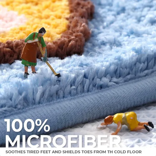 Miniatura 4 de Bonita alfombra de baño de 16 x 24 pulgadas para baño y dormitorio, antideslizante, absorbente, de microfibra suave, lavable a máquina, alfombra