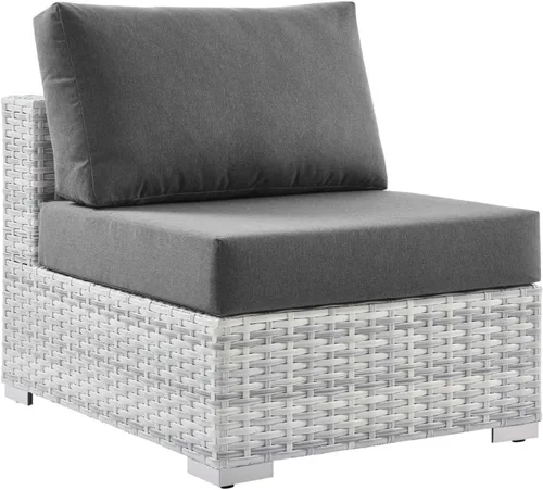 Miniatura 13 de Modway Convene - Otomana rectangular de mimbre para patio al aire libre, color gris claro