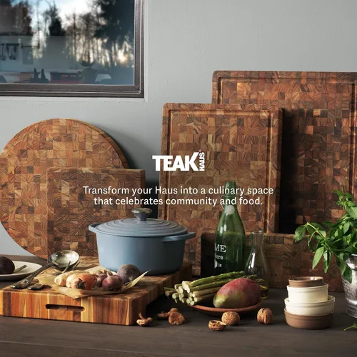 Miniatura 7 de Teakhaus Tabla de cortar en bloque de carnicero - Tabla de cortar extra grande y extra gruesa con canal para jugo - Ideas de regalo para fiestas