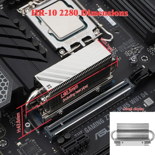 Miniatura 6 de Thermalright HR10 2280 SSD Enfriamiento disipador de calor, disipador de calor de doble cara, tubos de calor de 4 × 0.197 in, con almohadilla