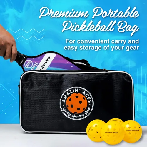 Miniatura 4 de Amazin' Aces Juego de paletas de pickleball de grafito, individuales, 2 o 4 palas, núcleo de polímero de panal con cómodo agarre acolchado