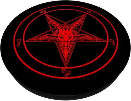 Miniatura 2 de Pentagram Satanic Pentagram on Black with Baphomet - PopSockets Grip and Stand for Phones and Tablets, Negro
