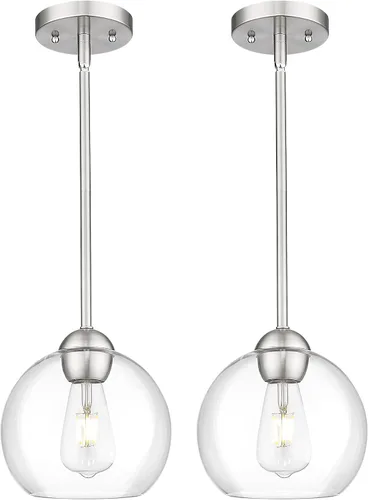 Miniatura 11 de Emak Luces colgantes modernas de globo de 7 pulgadas, lámparas colgantes industriales doradas, luces colgantes de 1 luz con pantalla de vidrio Oro