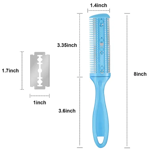 Miniatura 2 de Maitys 3 Piezas Peine Navaja de Corte de Cabello Peine de Corte de Cabello con 12 Cuchillas de Repuesto Moldeador de Doble Filo para Salón y Hogar
