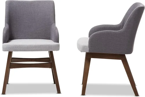 Miniatura 3 de Baxton Studio Monte Mid-Century - Sillón de tela gris bicolor