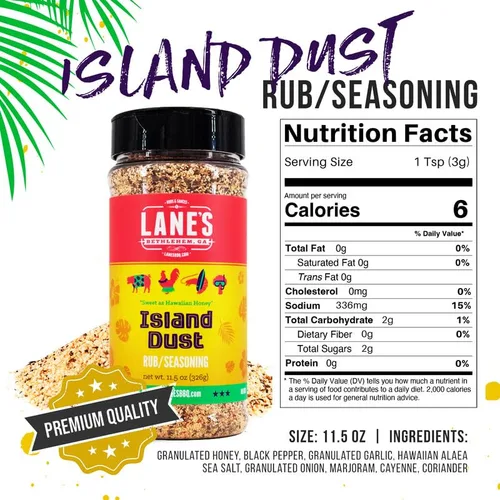 Miniatura 2 de Lane's Island Dust Rub Alaea - Sal de condimento de sal marina hawaiana, especia de sal roja hawaiana para mariscos y carne, fabricada en Estados