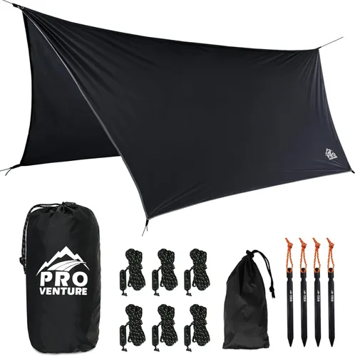 Hamaca impermeable [12 x 9 pies] – Lona portátil grande para acampar – Funda de nailon Ripstop ligera de primera calidad – Instalación rápida +