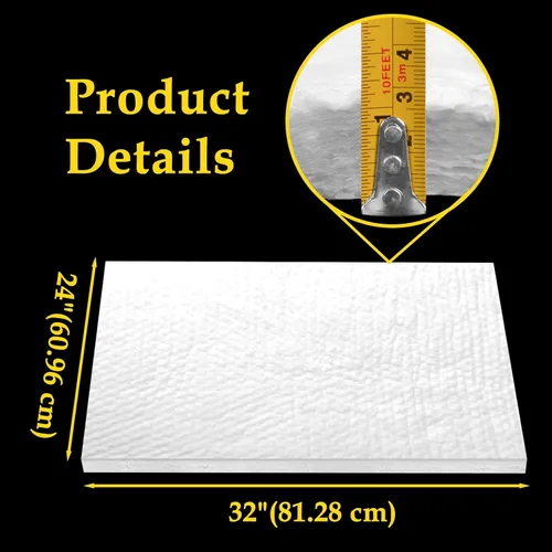 Miniatura 3 de Manta de fibra cerámica de 32" x 24" x 1" (gruesa) con aislamiento ignífugo deflector clasificada para 2400°F, resistencia a altas temperaturas