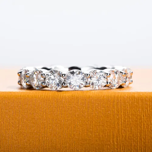 Miniatura 5 de AimiIee Moissanite Eternity Rings 1cttw D Color VVS1 Clarity Round Brilliant Cut Moissanite Diamond S925 Sterling Silver Stackable Wedding