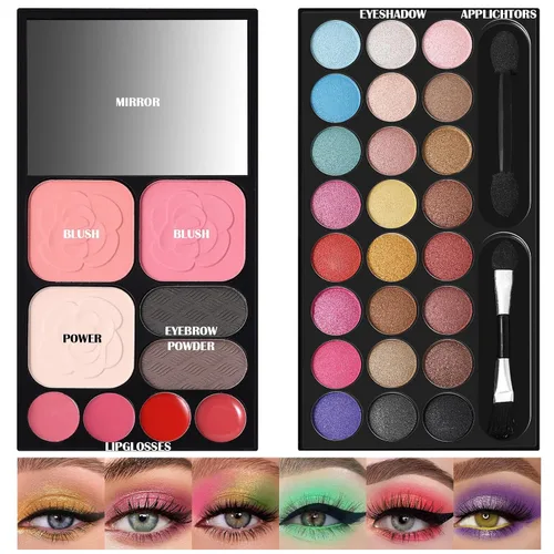 Miniatura 2 de Kit de Maquillaje Todo en Uno para Mujeres Kit Completo - 24 Sombras de Ojos, 4 Lápices Labiales, 2 Rubores, 1 Polvo, 2 Polvos para Cejas, 1 Espejo