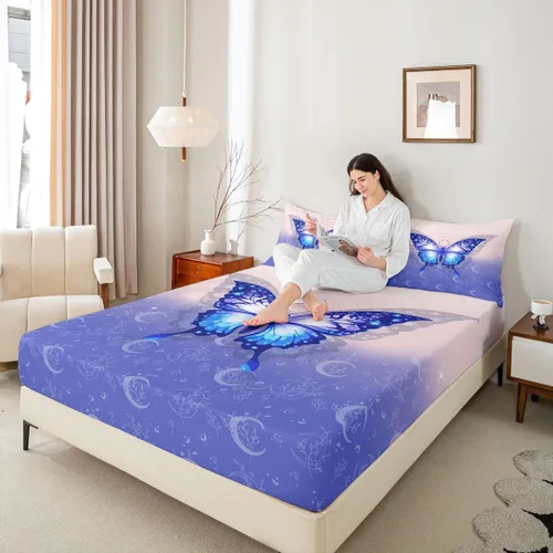 Miniatura 11 de Erosebridal Juego de ropa de cama de zorro para niños, sábana bajera ajustable de zorro de dibujos animados para niños y niñas, decoración