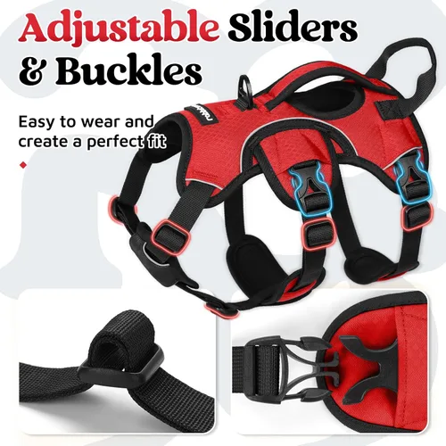 Miniatura 7 de rabbitgoo - Arnés para perro a prueba de fugas, arnés para mascotas acolchado suave de cuerpo completo, chaleco reflectante ajustable sin tirones